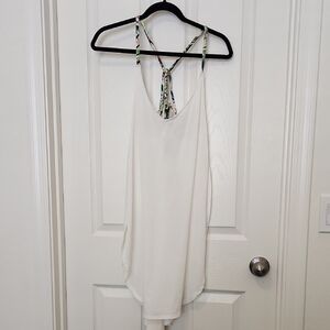 White Tank Top with Floral Straps